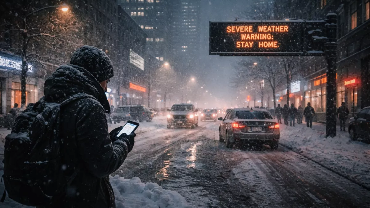 Heavy snow is expected to begin tonight as authorities urge drivers to stay home, even while businesses push to keep normal operations running